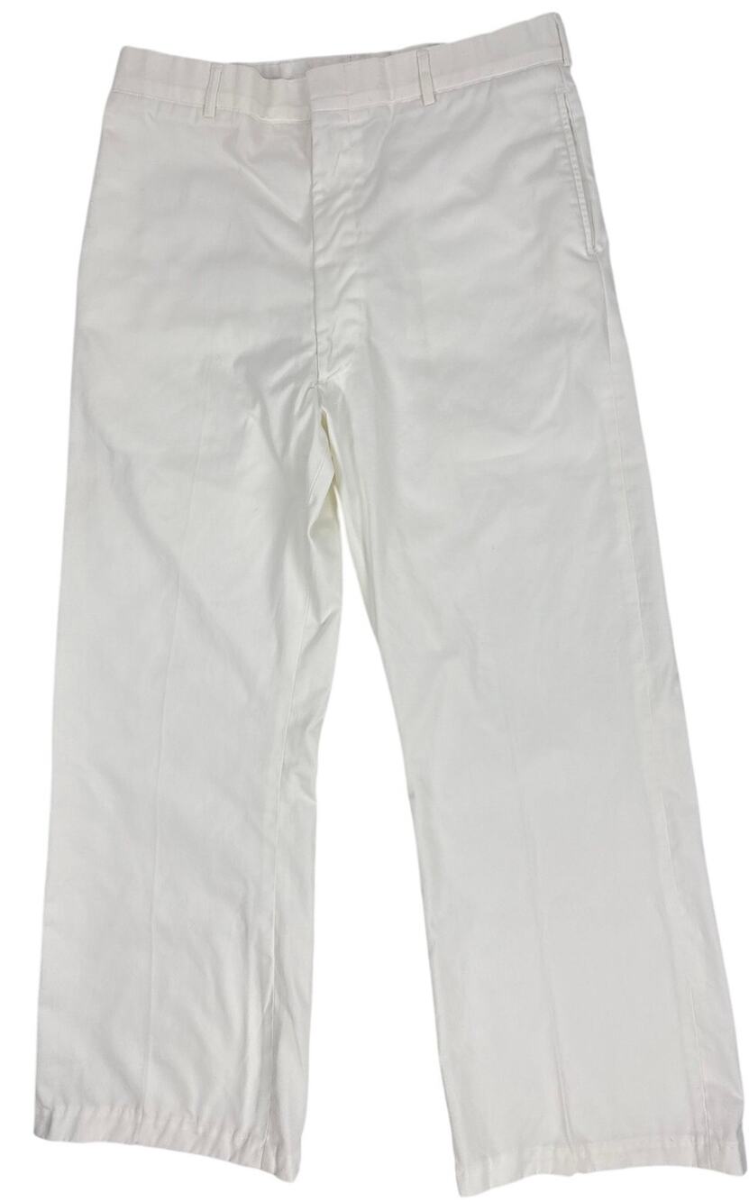 Vintage 80s US Navy White Dress Pants 36L Wide Leg Military Trousers